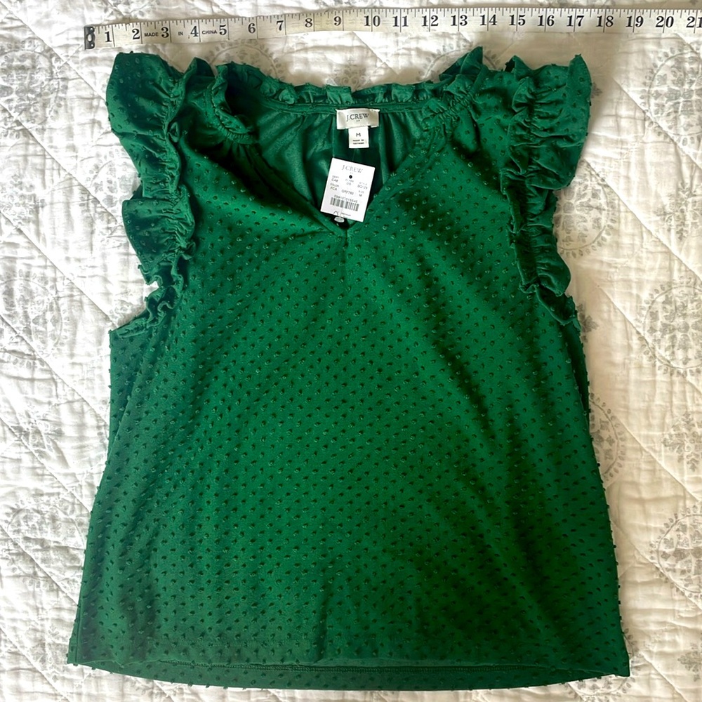 Vibrant Green J.Crew Sleeveless Dobbie Top Medium, NWT